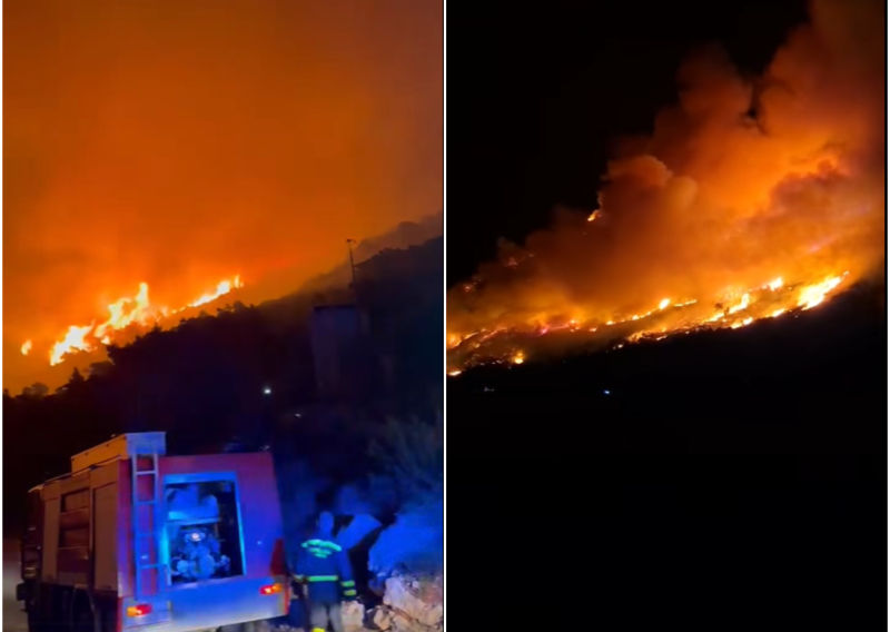 VIDEO Noćas izbio požar kod Komiže: Vatrogasci objavili snimku borbe, još uvijek gori