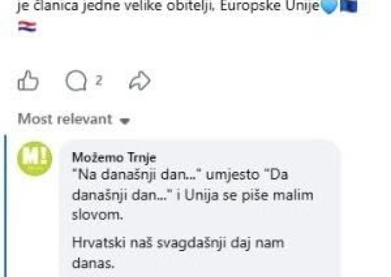 Pravopis umjesto politike: HDZ i Možemo zaratili zbog objave na Facebooku