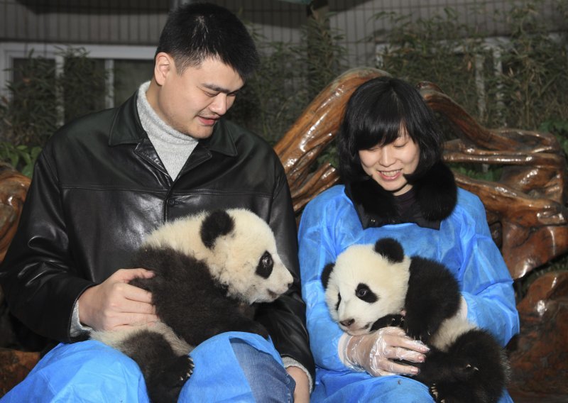 Yao Ming u društvu umiljatih pandi