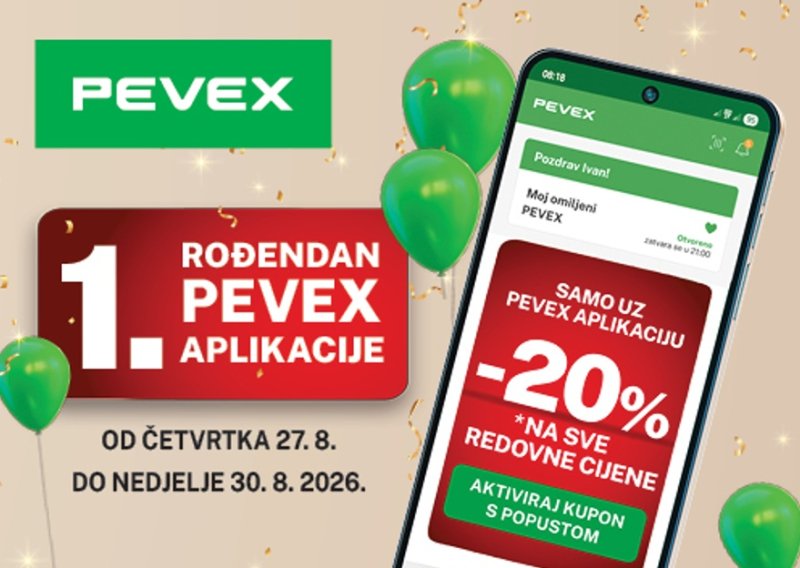 PEVEX slavi prvi rođendan aplikacije: Aktiviraj kupon i ostvari 20% popusta