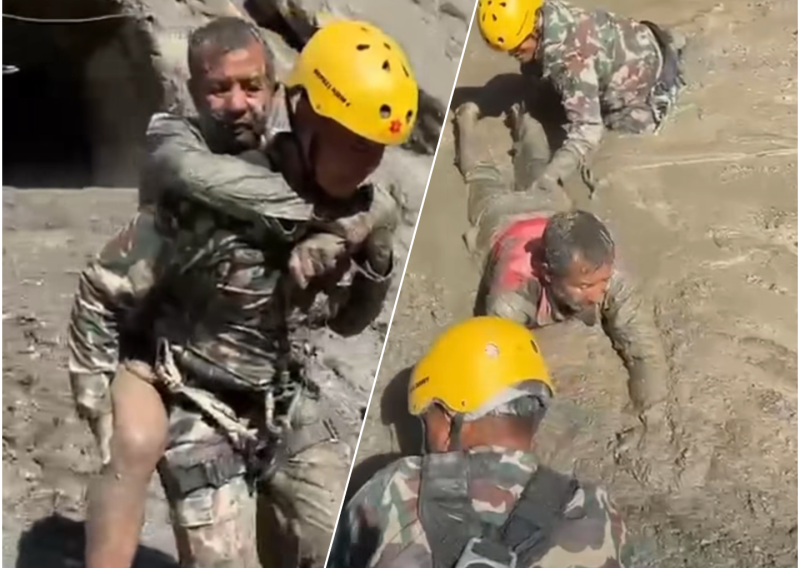 Širi se dramatična snimka spašavanja u Nepalu: Iz tunela izvukli ljude prekrivene blatom