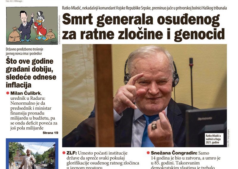 Ovako su srbijanski mediji popratili smrt Mladića: 'Bog uzeo generala', 'Umro s križem u ruci'