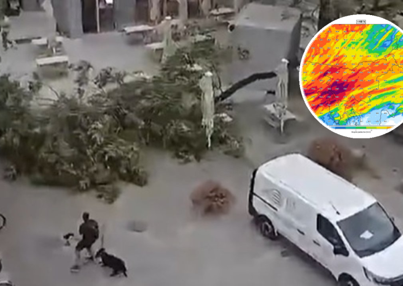 Počelo je: U Ljubljani vjetar nosi sve pred sobom. Ovaj biciklist imao je sreće
