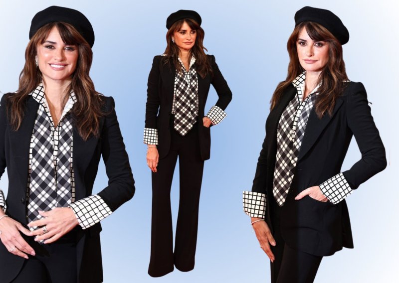 Karirana kravata i crna beretka: Penelope Cruz servirala savršen spoj pariške elegancije i androgine estetike