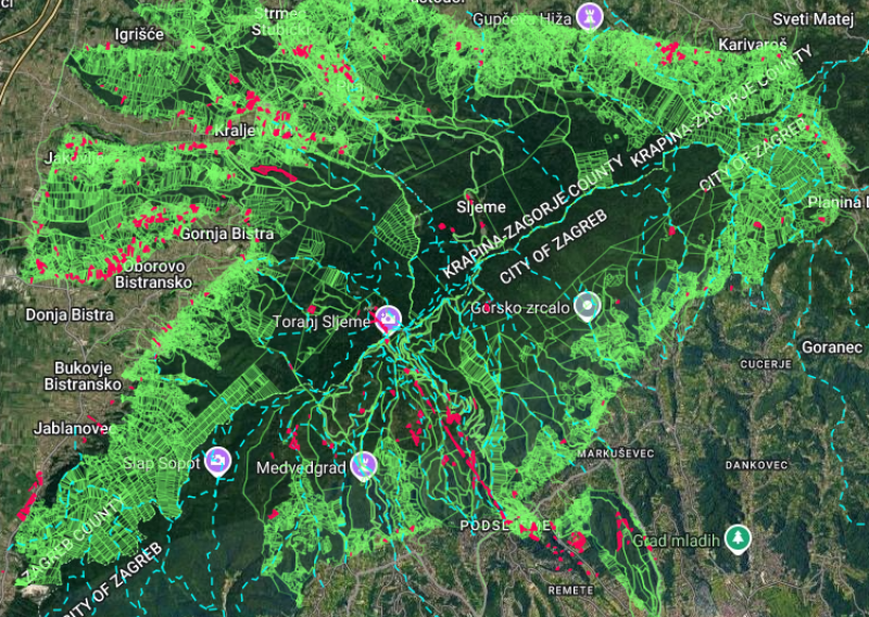 Satelitske snimke razotkrile nestanak šume na Medvednici