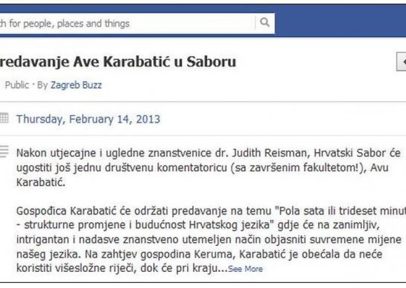 Najavljeno predavanje Ave Karabatić u Saboru