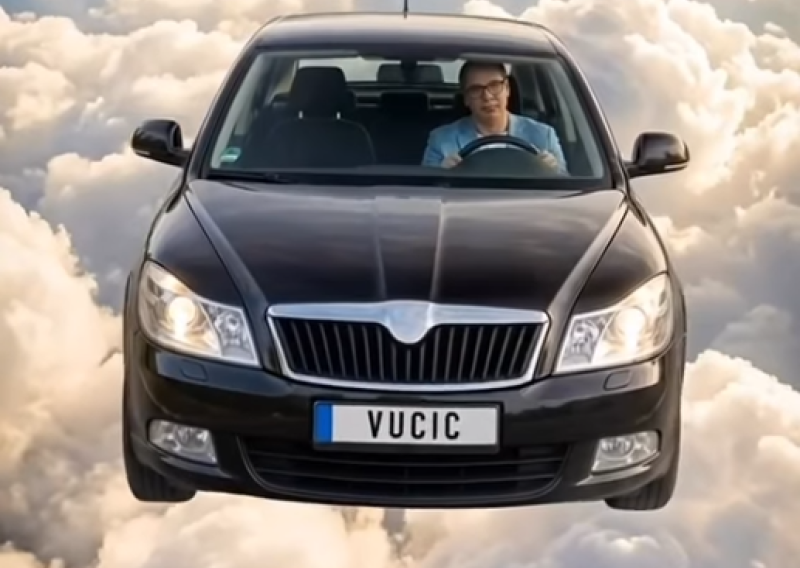 VIDEO Vučić objavio bizaran spot: Škodom leti kroz oblake uz pjesmu 'Helikopter'