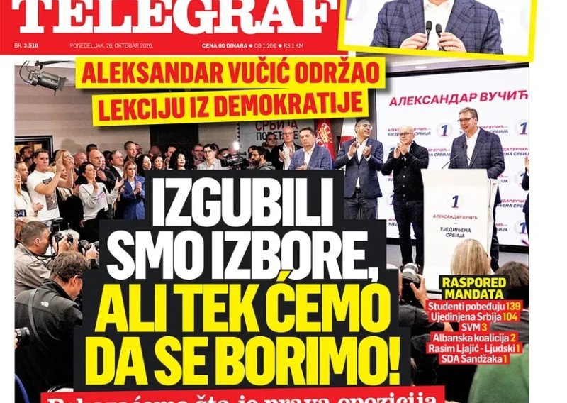 Pogledajte naslovnice srpskih novina nakon Vučićeva poraza: Razlike su ogromne