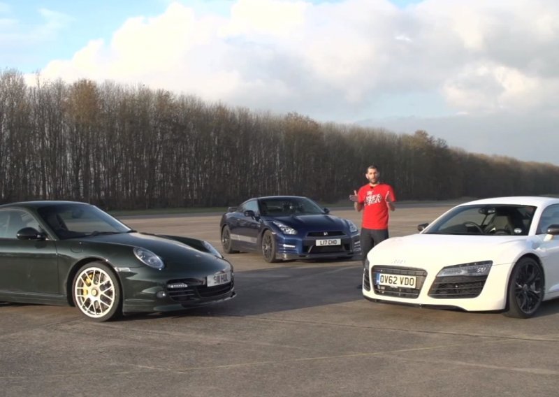 Audi R8 protiv Porschea 911 Turbo S i Nissan GT-R-a