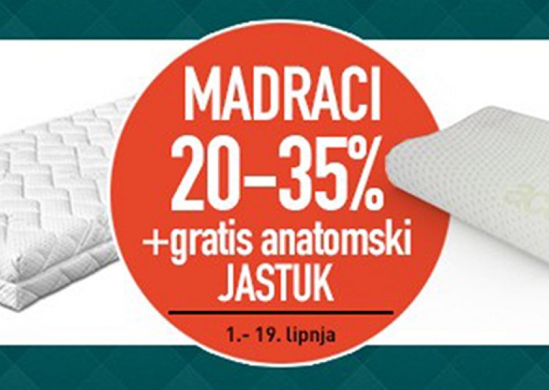 20 do 35% popusta na madrace + gratis anatomski jastuk od memory pjene