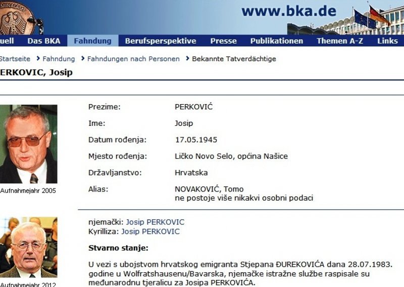 Nijemci raspisali tjeralicu za Perkovićem, nagrada 12.000 eura!