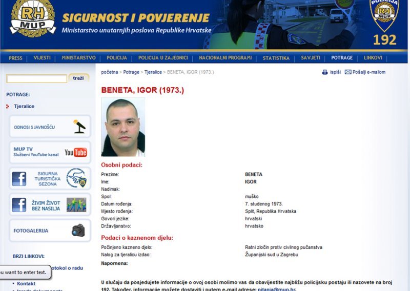 Odbjegli optuženik za ratni zločin Igor Beneta objesio se u šumi