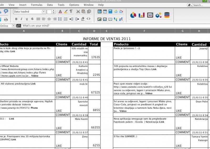Koristite Facebook putem Excel tablice!