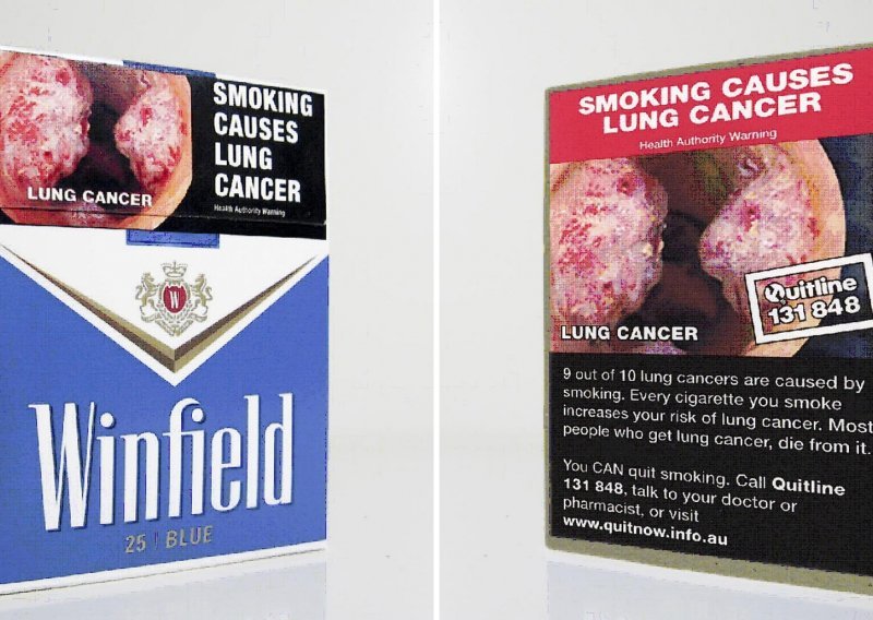 Slika raspadnutih pluća na kutijama cigareta