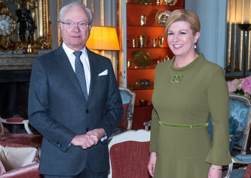 Zelena haljina Grabar Kitarović za susret sa švedskim kraljem