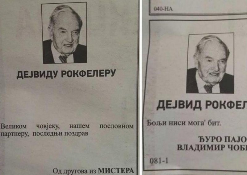 Evo kako su se Crnogorci oprostili od Davida Rockefellera