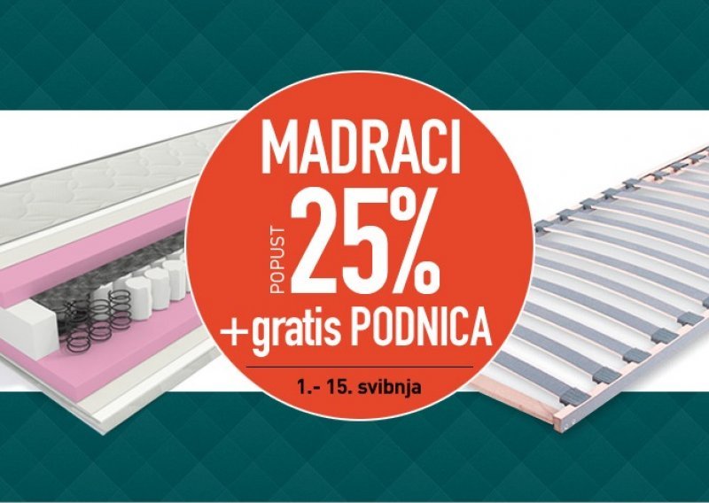 Meblo nudi 25% popusta na madrace i gratis podnicu