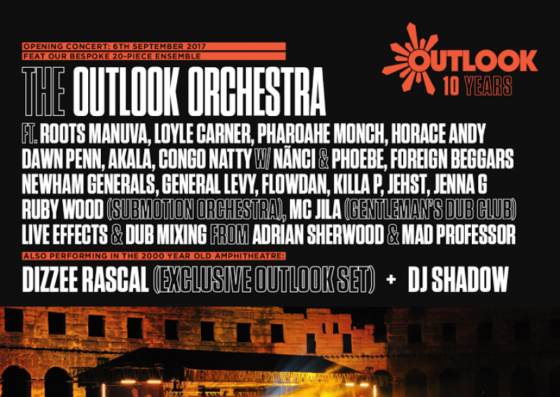 Roots Manuva, Horace Andy, Dawn Penn i niz vokala pridružuju se 20-članom Outlook Orkestru u Areni