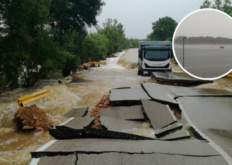 Vatrogasci zarobljeni u vozilu, spas našli na krovu; bujica kod Ražanca odnijela cestu