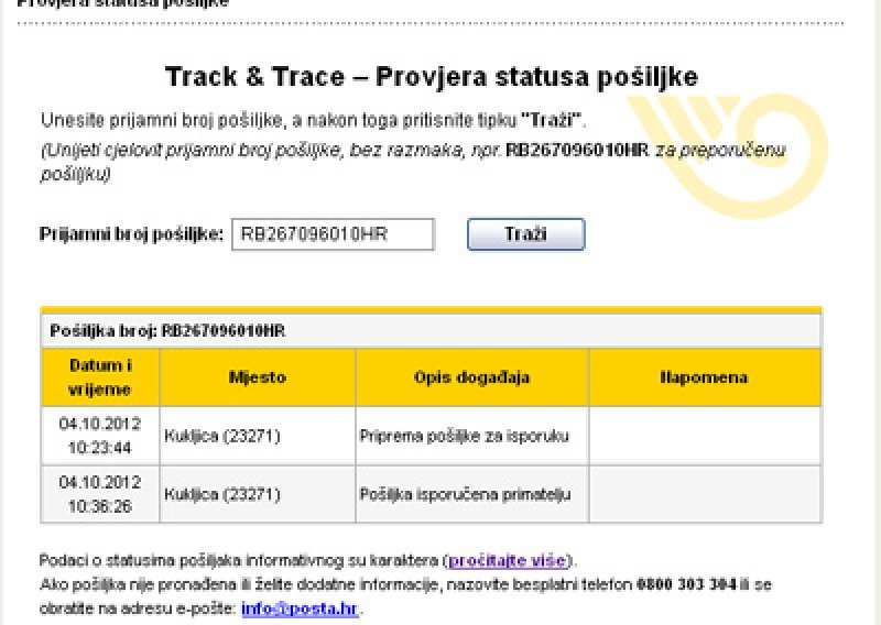 Pratite pošiljke Hrvatske pošte putem interneta