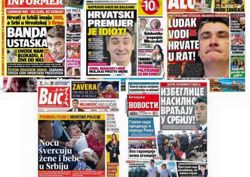 Naslovnice srpskog tiska vrište mržnjom prema Hrvatskoj