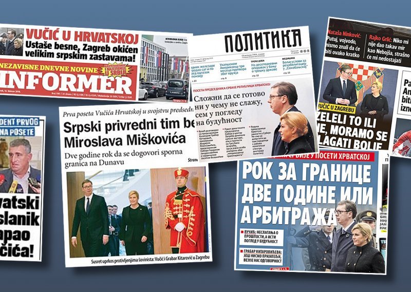 Ovako srpski tisak piše o Vučićevom posjetu Hrvatskoj: Od ustaša, arbitraže do pomirljivih naslova