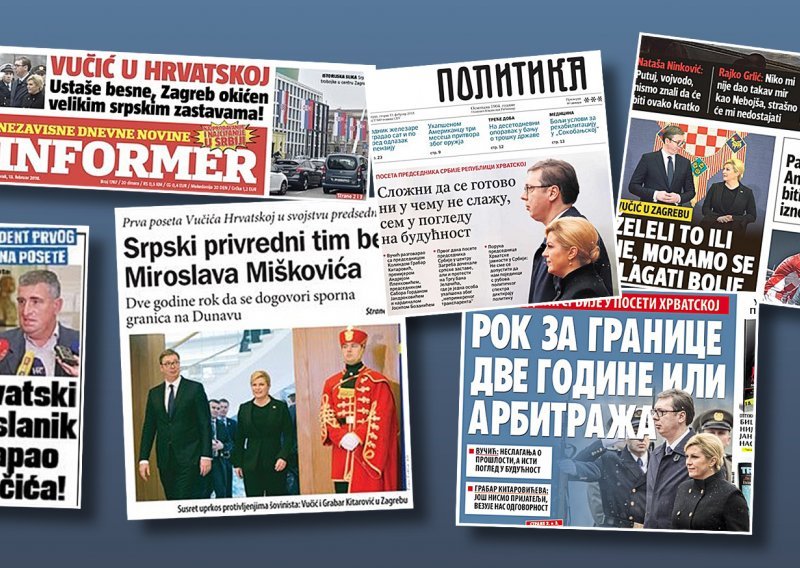 Ovako srpski tisak piše o Vučićevom posjetu Hrvatskoj: Od ustaša, arbitraže do pomirljivih naslova