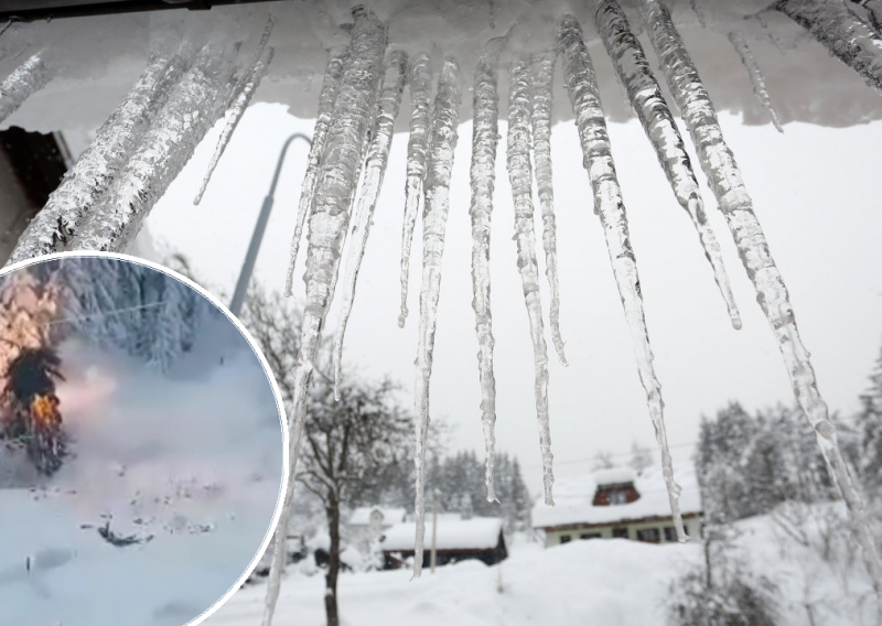Kakva scena iz Gorskog kotara: Usred snijega i leda - plamteće drvo