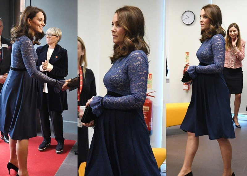 Kate Middleton u čipkastoj haljini koja ističe trudnički trbuščić
