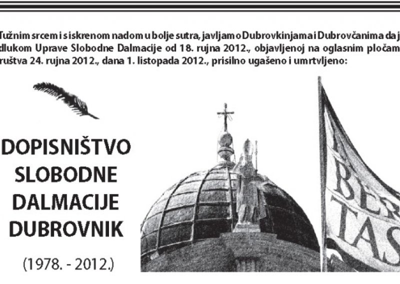 Osmrtnica Slobodne Dalmacije
