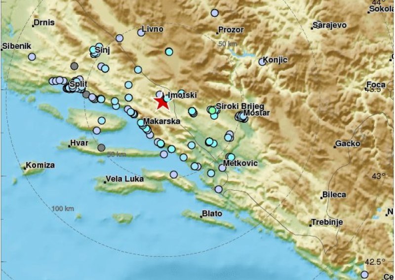 Snažan potres prestrašio Dalmatinsku zagoru i primorje