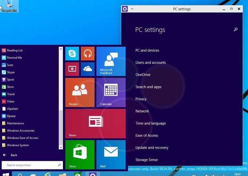 Pogledajte Start izbornik Windowsa 9 u akciji