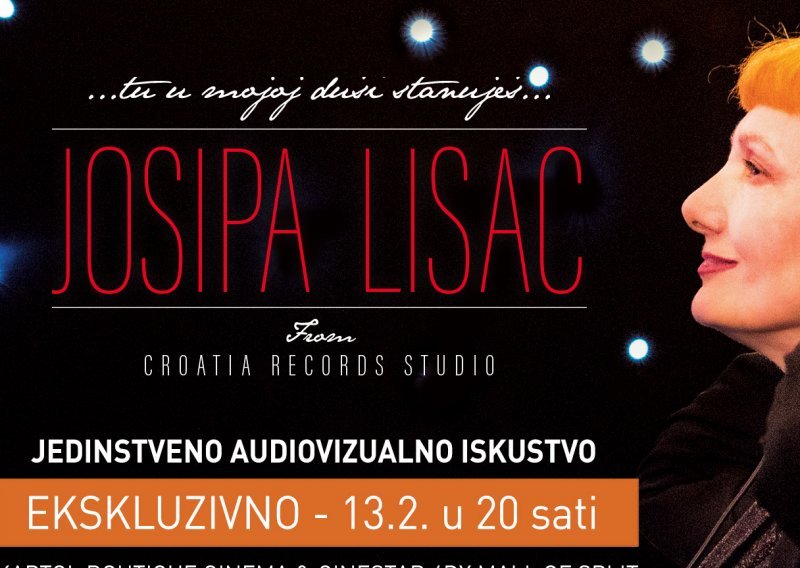 Josipa Lisac ekskluzivno 13.02. na filmskom platnu u Kaptol Boutique Cinema i Cinestaru 4DX Mall of Split