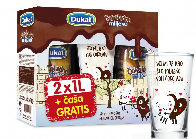 Obilježite mjesec ljubavi i Valentinovo uz posebno pakiranje Dukat čokoladnog mlijeka s čašom na dar