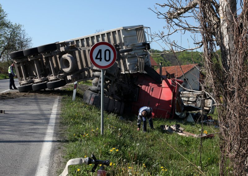 Vozač kamiona izbjegavao divljač pa sletio s ceste