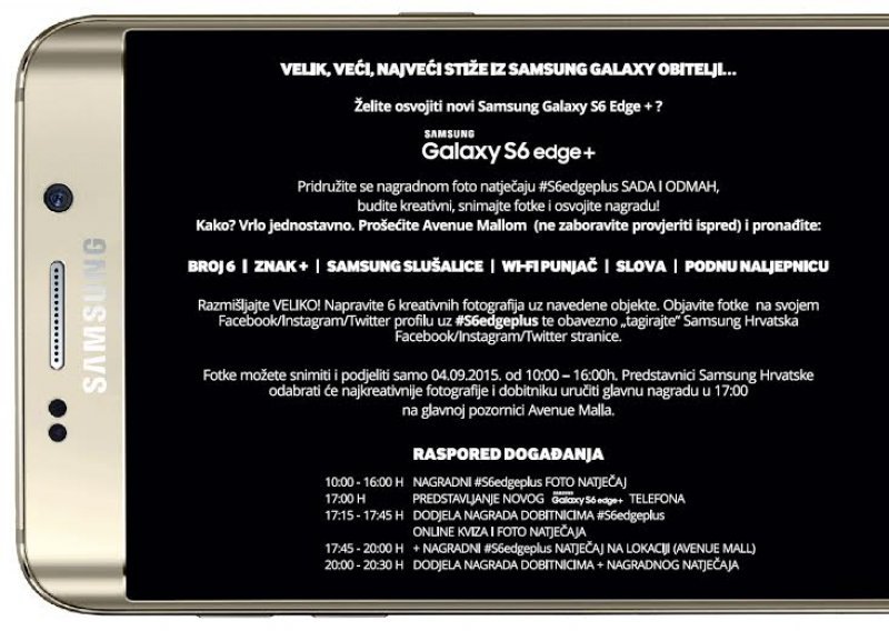Želite osvojiti novi Samsung Galaxy S6 Edge+?