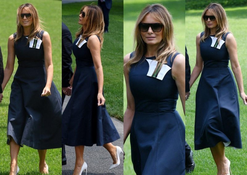 U štiklama na travnjaku: Melania Trump plijenila elegancijom u efektnoj haljini