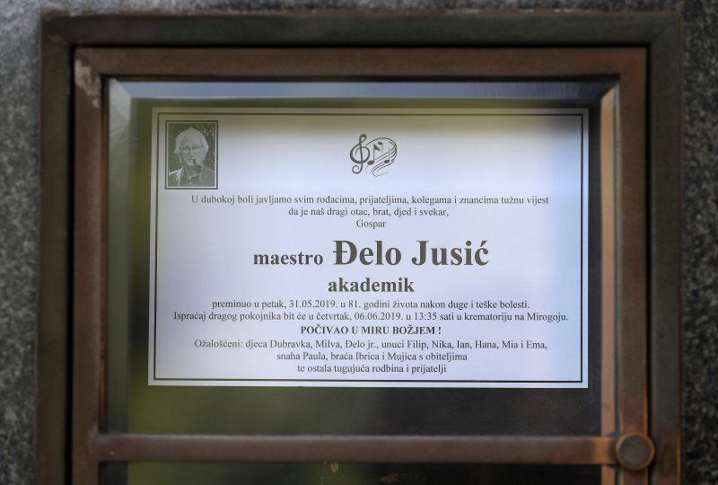 Posljednji ispraćaj skladatelja i dirigenta Đele Jusića na krematoriju