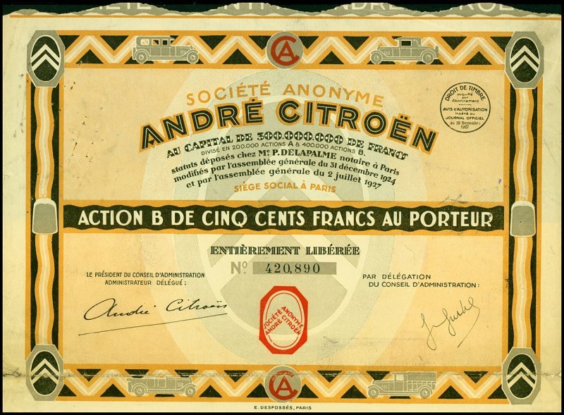 Dionice Andréa Citroëna iz 1927. godine