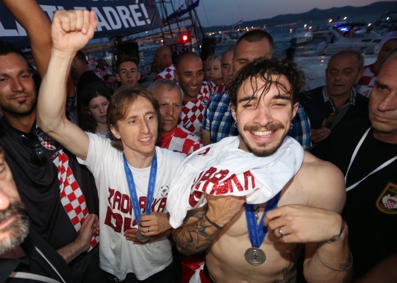 Luka Modrić i Šime Vrsaljko na dočeku u Zadru