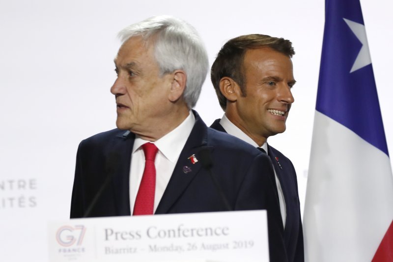 Summit G7, Emmanuel Macron i Sebastián Piñera