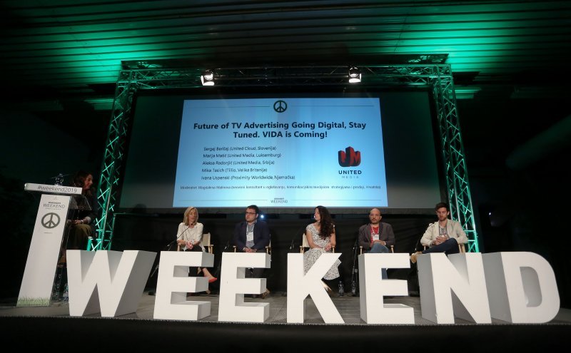 Weekend media festival 2019. Predavanje Future of tv advertising going digital. Magdalena Malinova,Ivana Uspenski, Mika Tasich,Aleksa Radonjić, Marija Matić, Sergej Berisaj