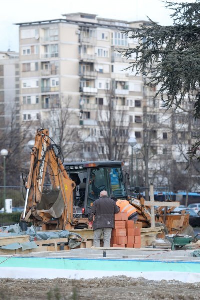 Radovi na izgradnji Spomenika domovini ispred KD Vatroslav Lisinski