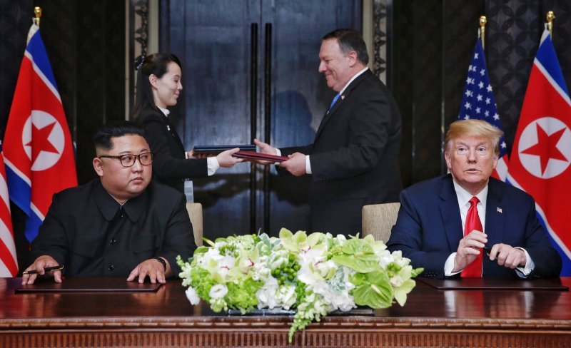 Donald Trump, Kim Jong-un, Mike Pompeo i Kim Yo-Jong