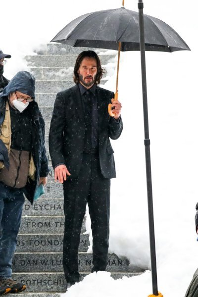 Keanu Reeves na setu filma 'John Wick 4'