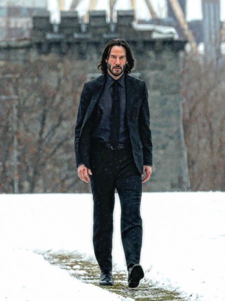 Keanu Reeves na setu filma 'John Wick 4'