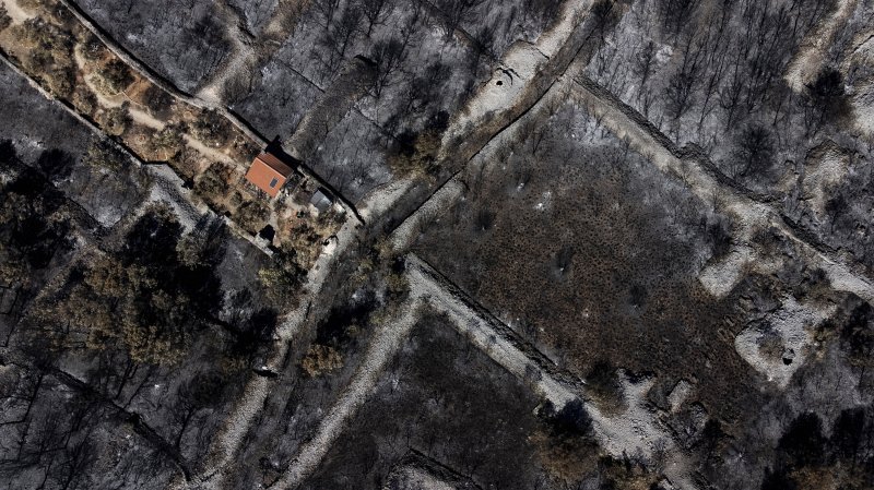 Opožareno područje Rasline i Zatona kod Šibenika snimljeno iz zraka