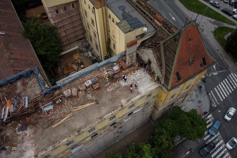 Zagreb: Pogled iz zraka na mjesto gdje se urušio dio zgrade u Klaićevoj ulici