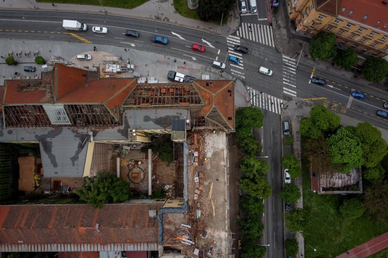 Zagreb: Pogled iz zraka na mjesto gdje se urušio dio zgrade u Klaićevoj ulici