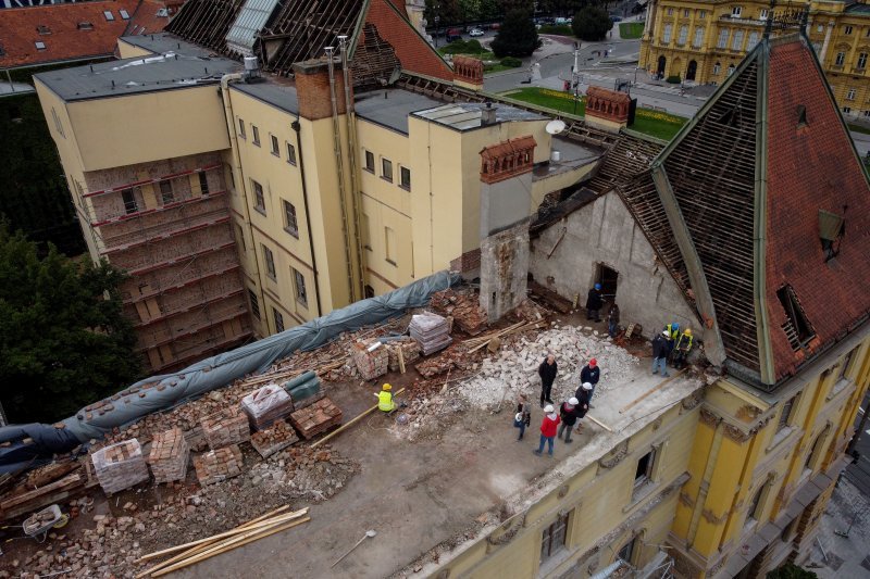 Zagreb: Pogled iz zraka na mjesto gdje se urušio dio zgrade u Klaićevoj ulici